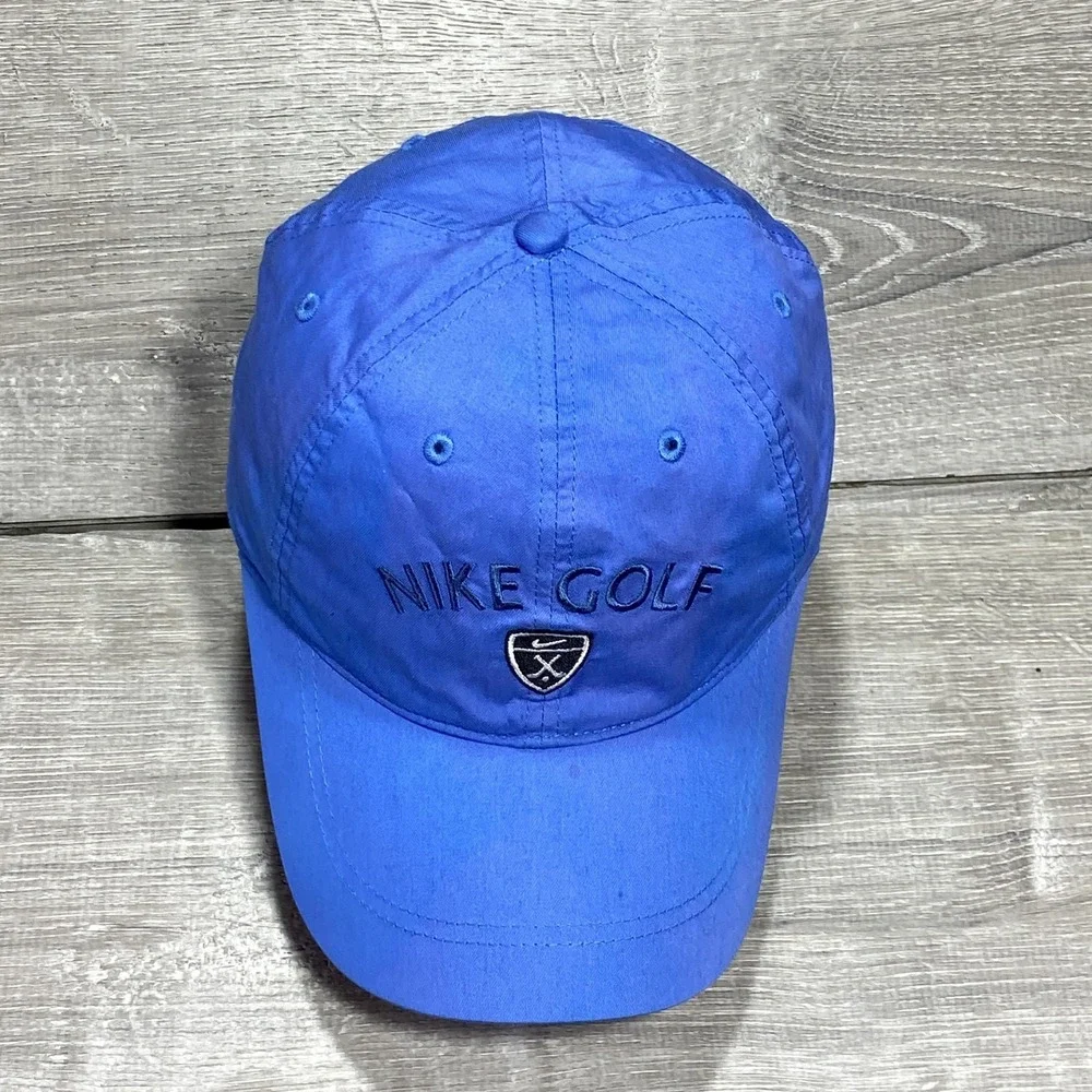 Nike Golf Hat Cap Baseball Strap Back Mens One Size Blue‎ Crest Logo Adjustable